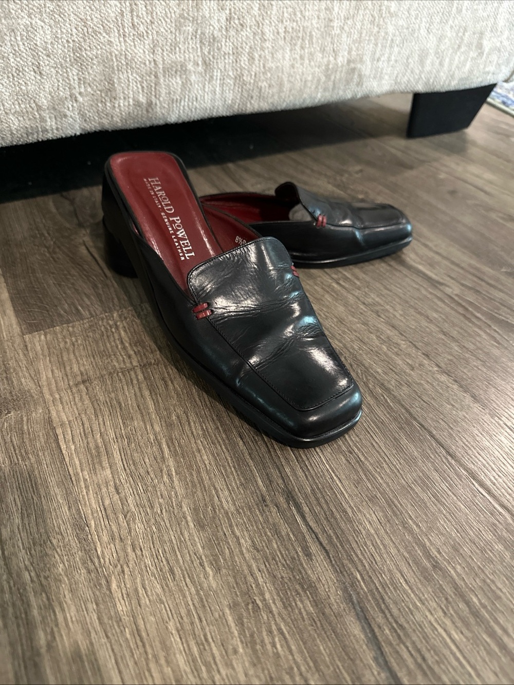 Black Leather Slip-On Loafers, Sz 8.5B - Picture 6 of 6
